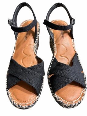 Lucky Brand Black Crisscross Wedge Sandals